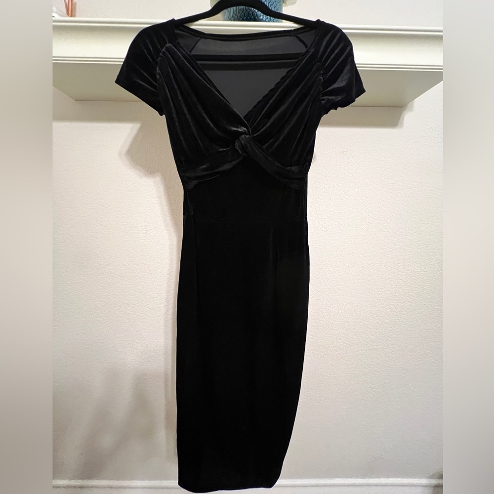 Womens Velvet Below the Knee Dress